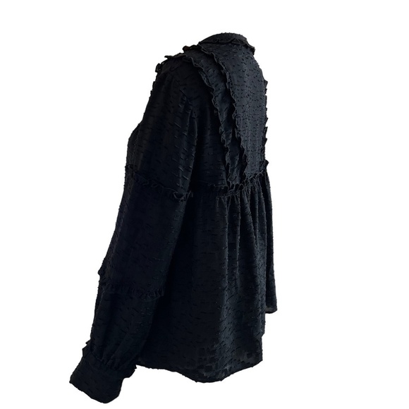 IRO Blouse Women's Size 34/US 4 Black Keyhole Neckline Long Sleeves with button - Picture 8 of 16